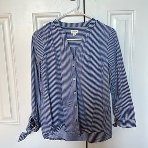 J Crew blue pinstripe blouse